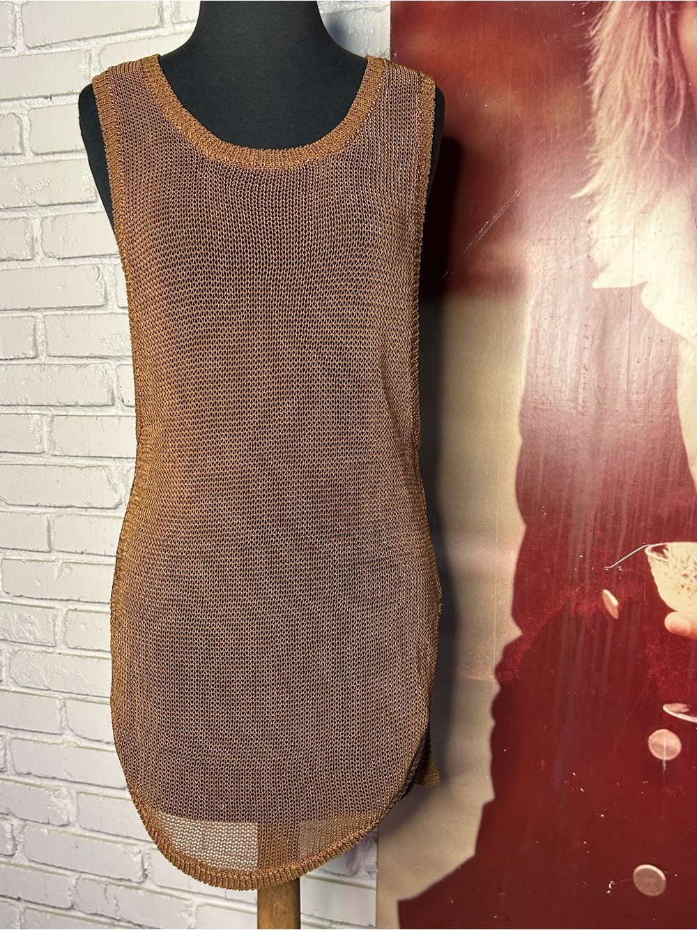 Sleeveless Knit Tank Sweater - Copper Penny color